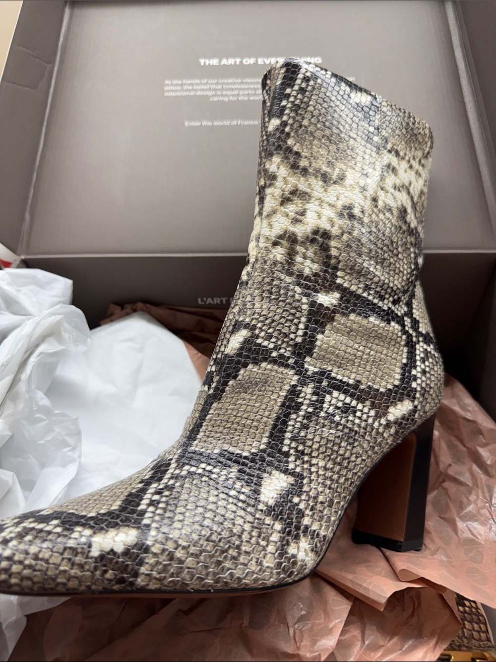 Franco Sarto L-Briar Women's Snake-Print Block Heel Ankle Boot -